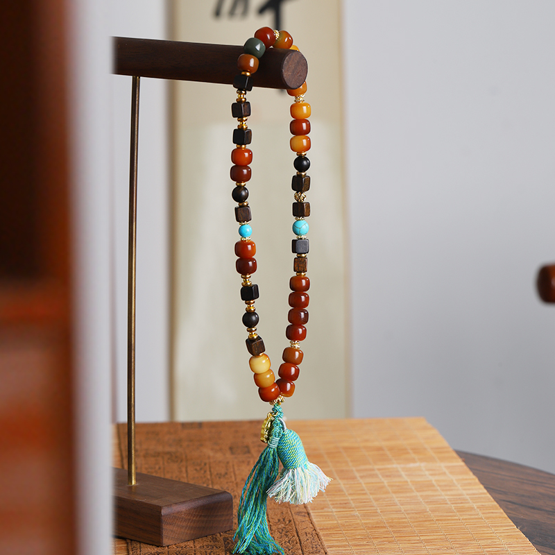 （轻奢念珠）炭烧菩提流苏双圈手串男女同款小众设计款-送盘玩袋