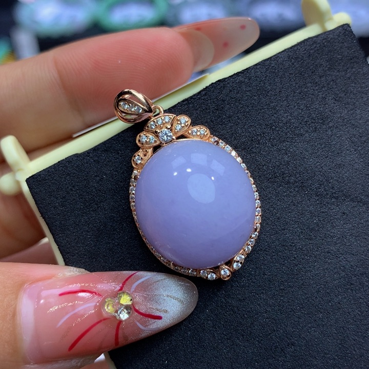 翡翠手链银S925镶嵌有石纹