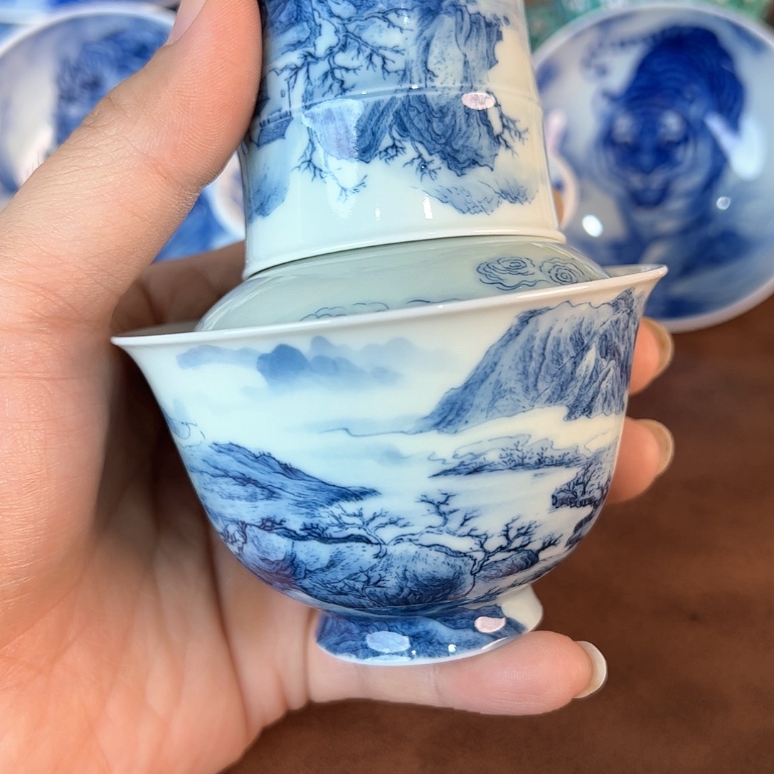 蒹***葭景德镇全手工手绘陶瓷