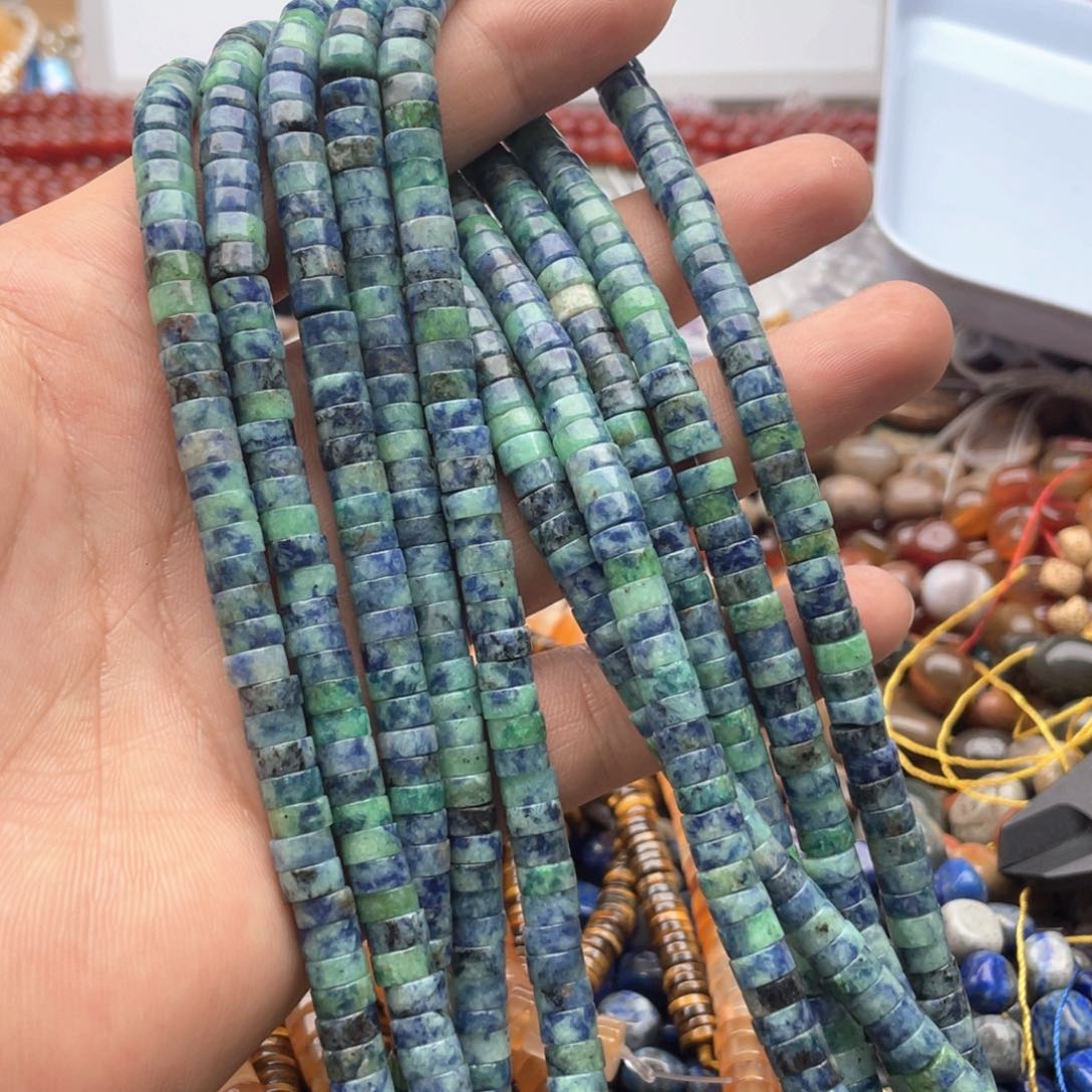 玛瑙/玉髓合金珠宝半成品一条装卡6*3mm凤凰青金直切隔片