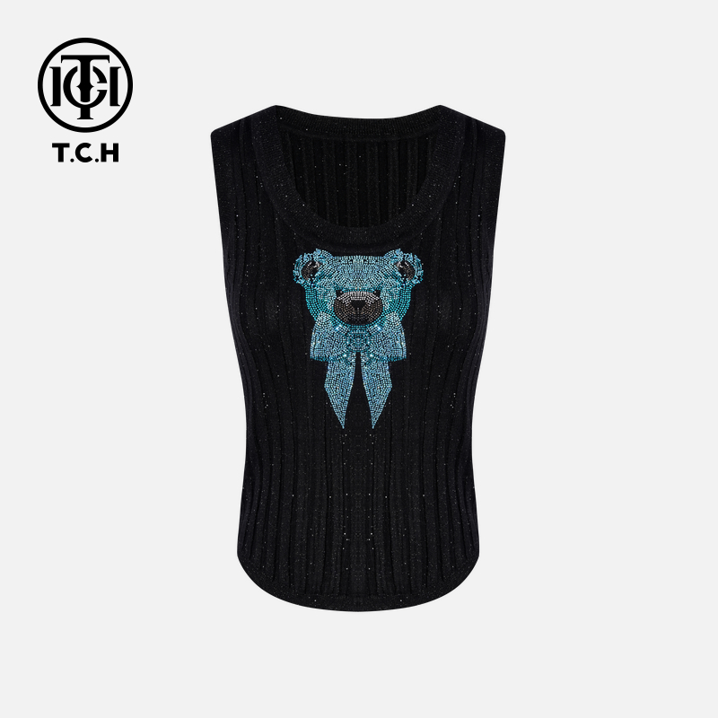 TCH私服烫钻工艺新时尚淑女百搭新潮流针织衫T75C09E1009轻奢tch