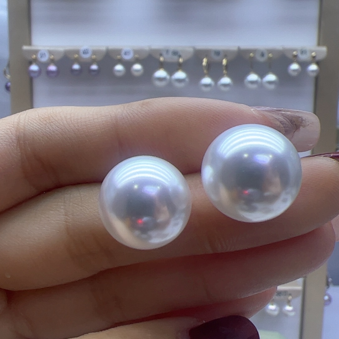 淡水珍珠耳饰18K金镶嵌