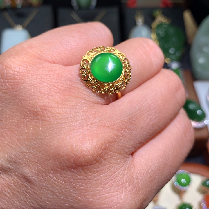 和田玉戒指银S925镶嵌