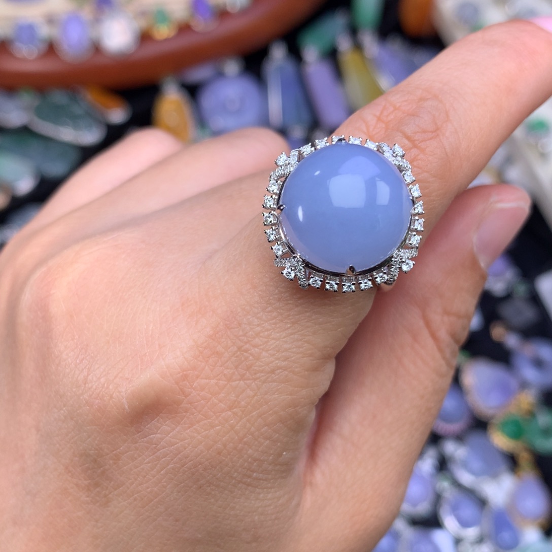 翡翠吊坠(不含链)18K金镶嵌蛋面两用款