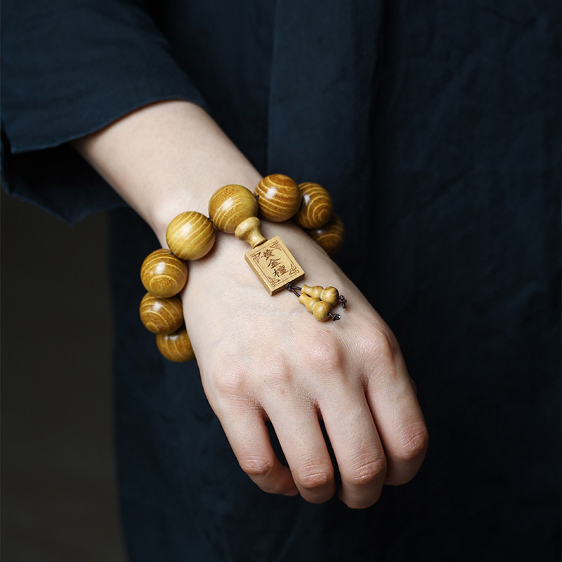 热卖天然黄金檀木精工佛珠手串链持民族风男女士念珠盘文玩饰礼品