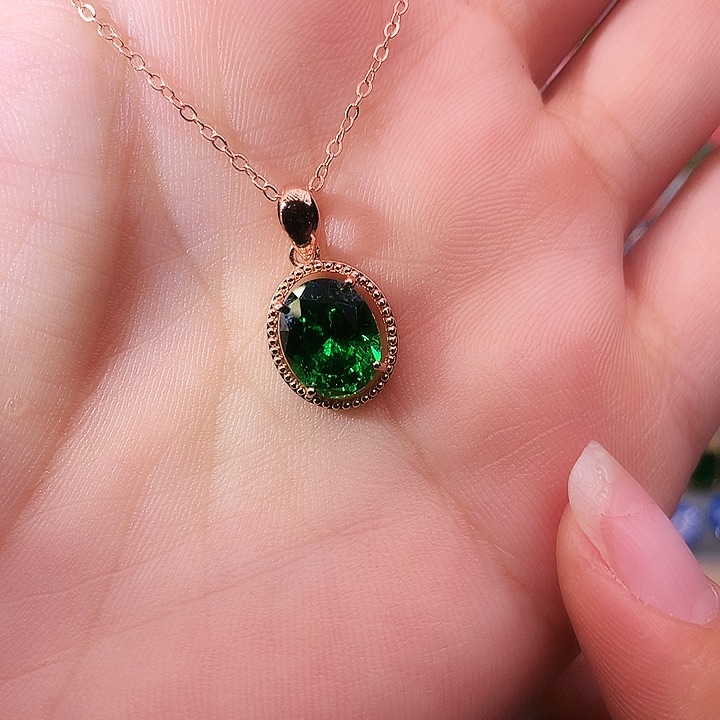 透辉石吊坠银S925镶嵌