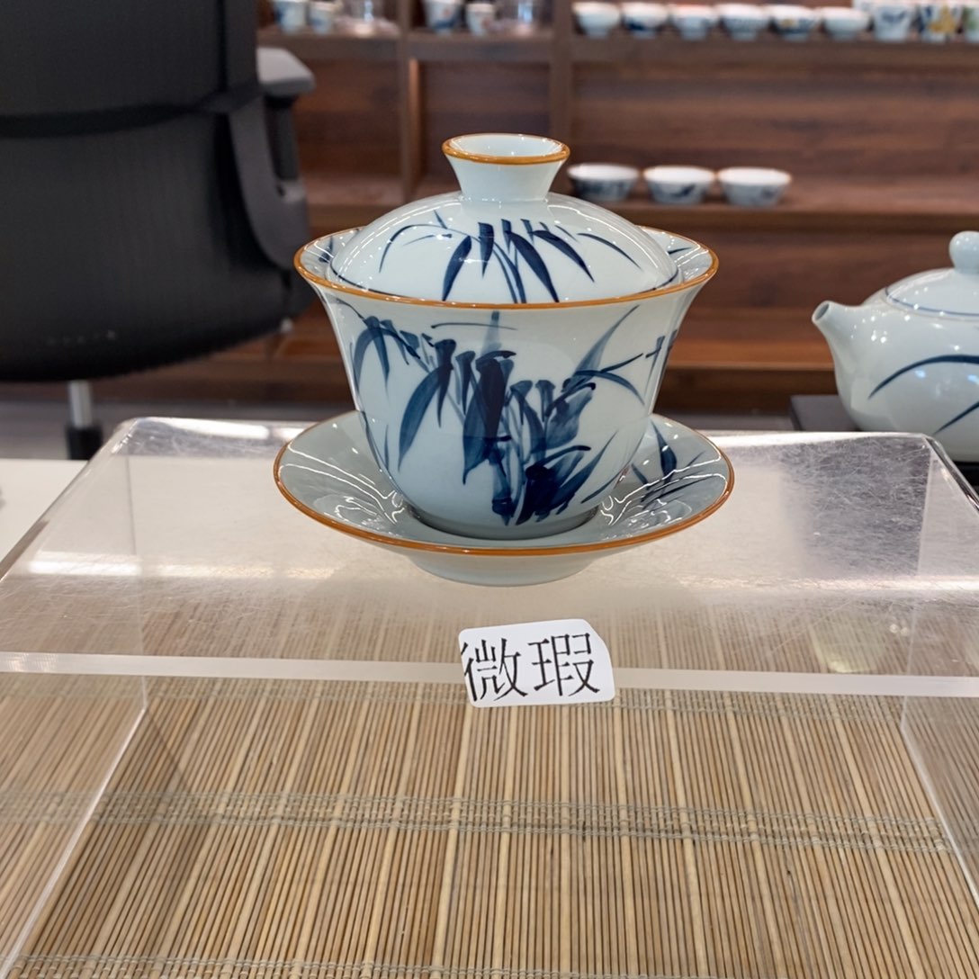 釉下手绘茶具微瑕手工绘制