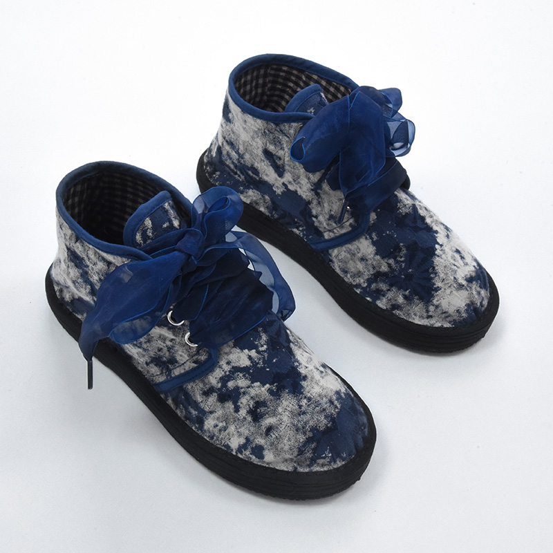 【水墨—高帮系带单鞋】2025年新款低帮棉鞋百搭时尚蓝色鞋子女士