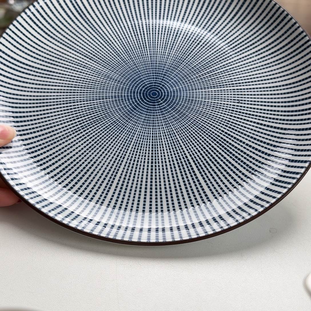 瓷蓝十草25厘米大圆盘