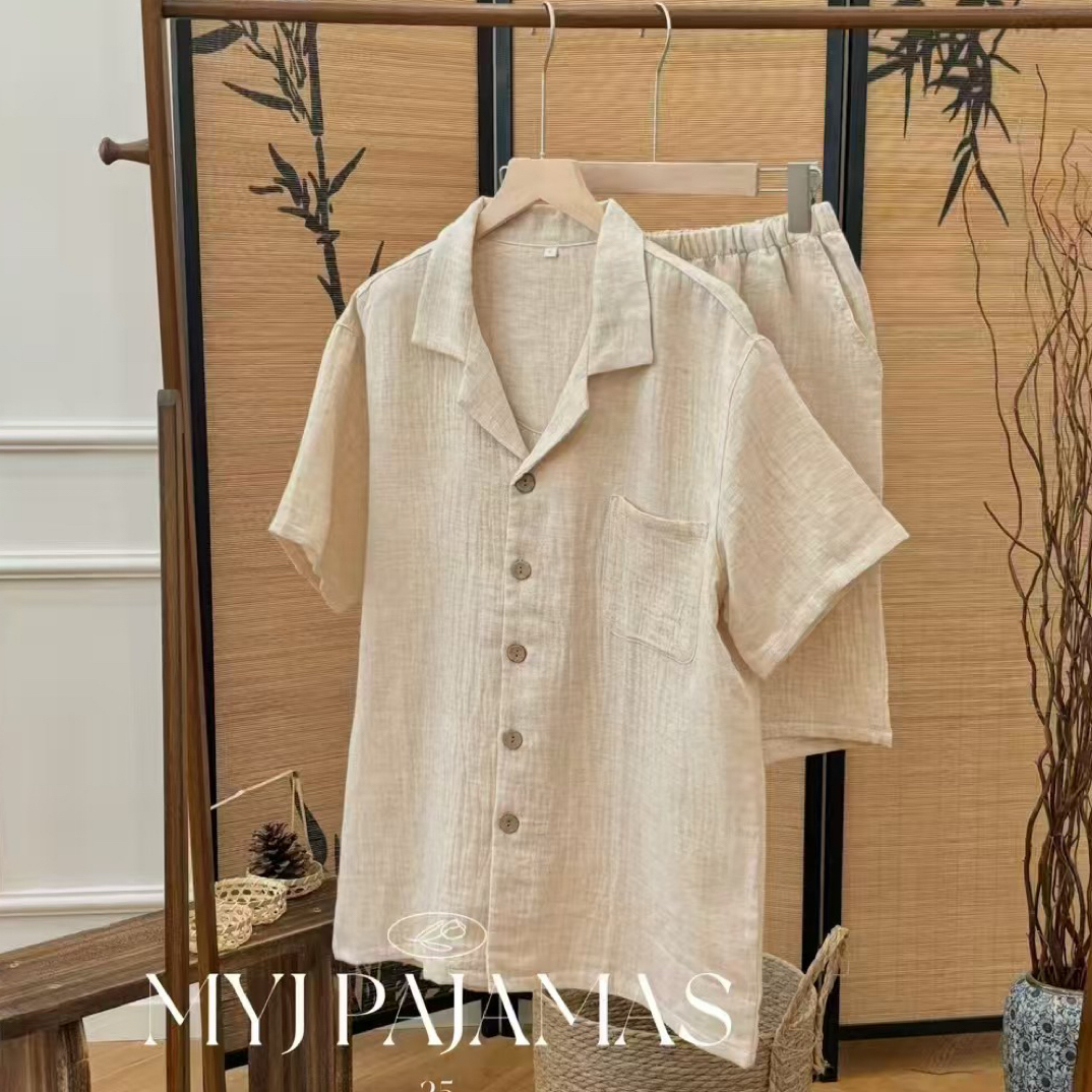 棉麻纱布家居服套装（L号）微瑕90～130斤～R001