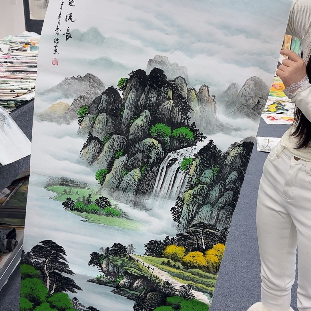 国画作品小姐姐放漏中