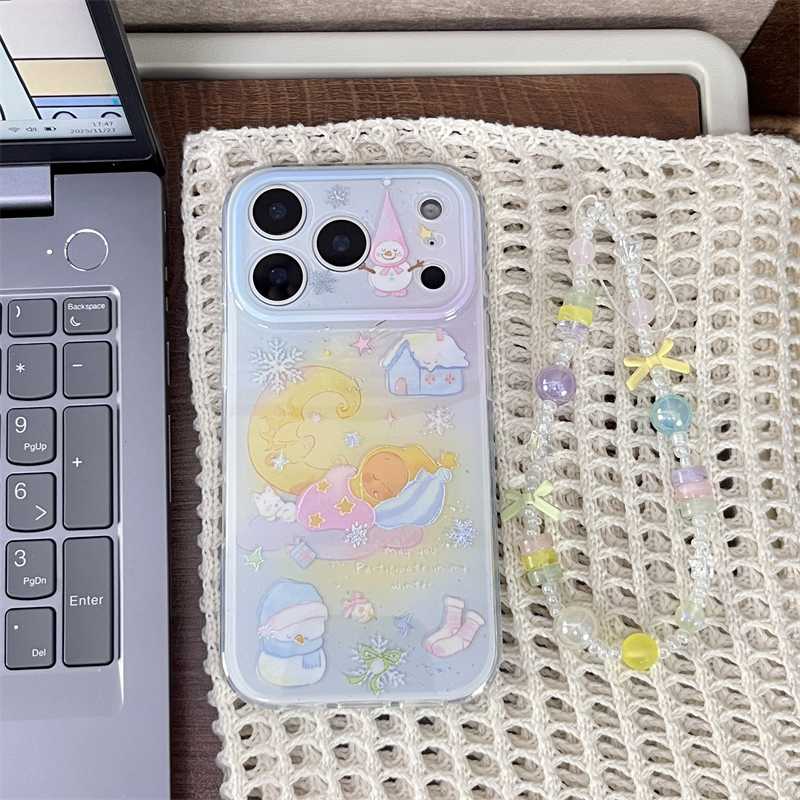 ins鎏金晕染睡梦星星人链条适用16promax手机壳iPhone17苹果15/14