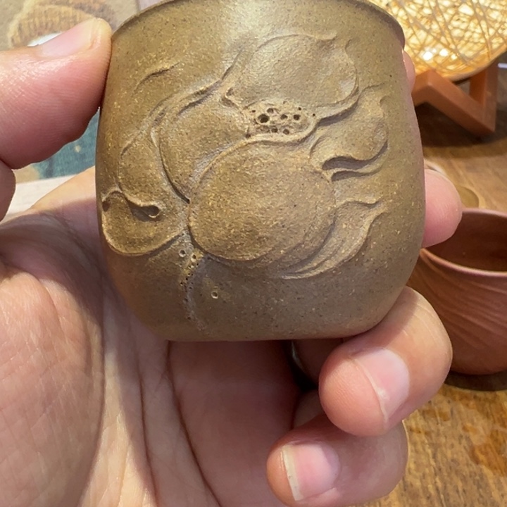 清**影黄金段泥荷花主人杯