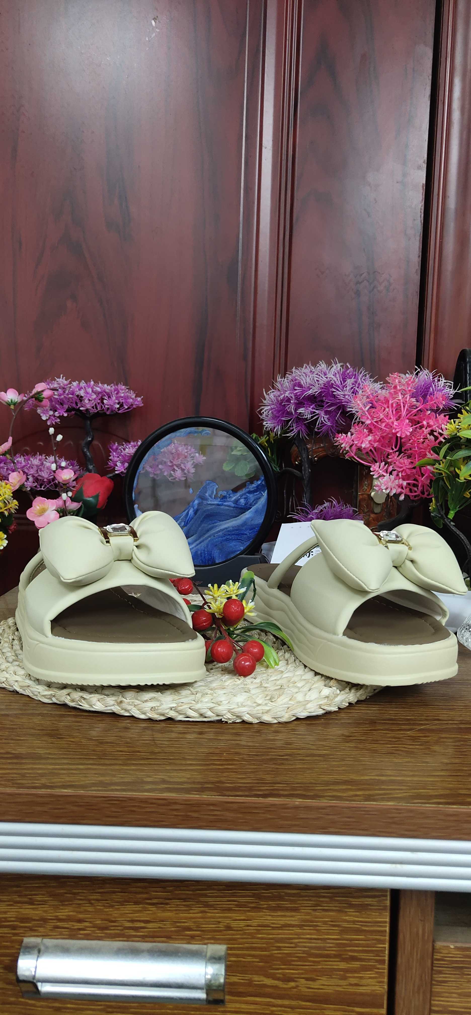 缘缘夏季居家外穿露趾蝴蝶结一字拖女鞋9158 5