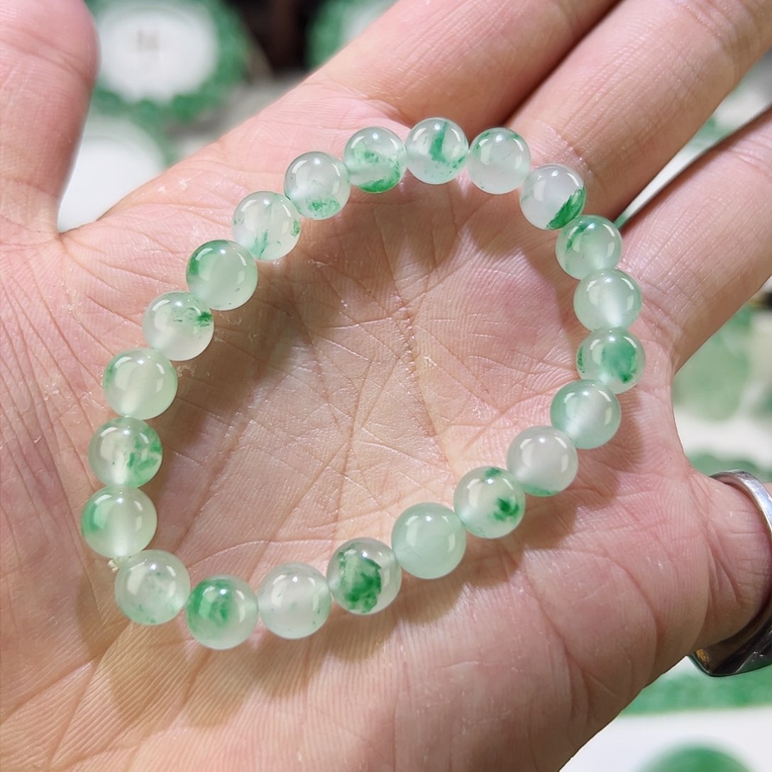 石英质玉手串未镶嵌卡8冰飘花珠子手串