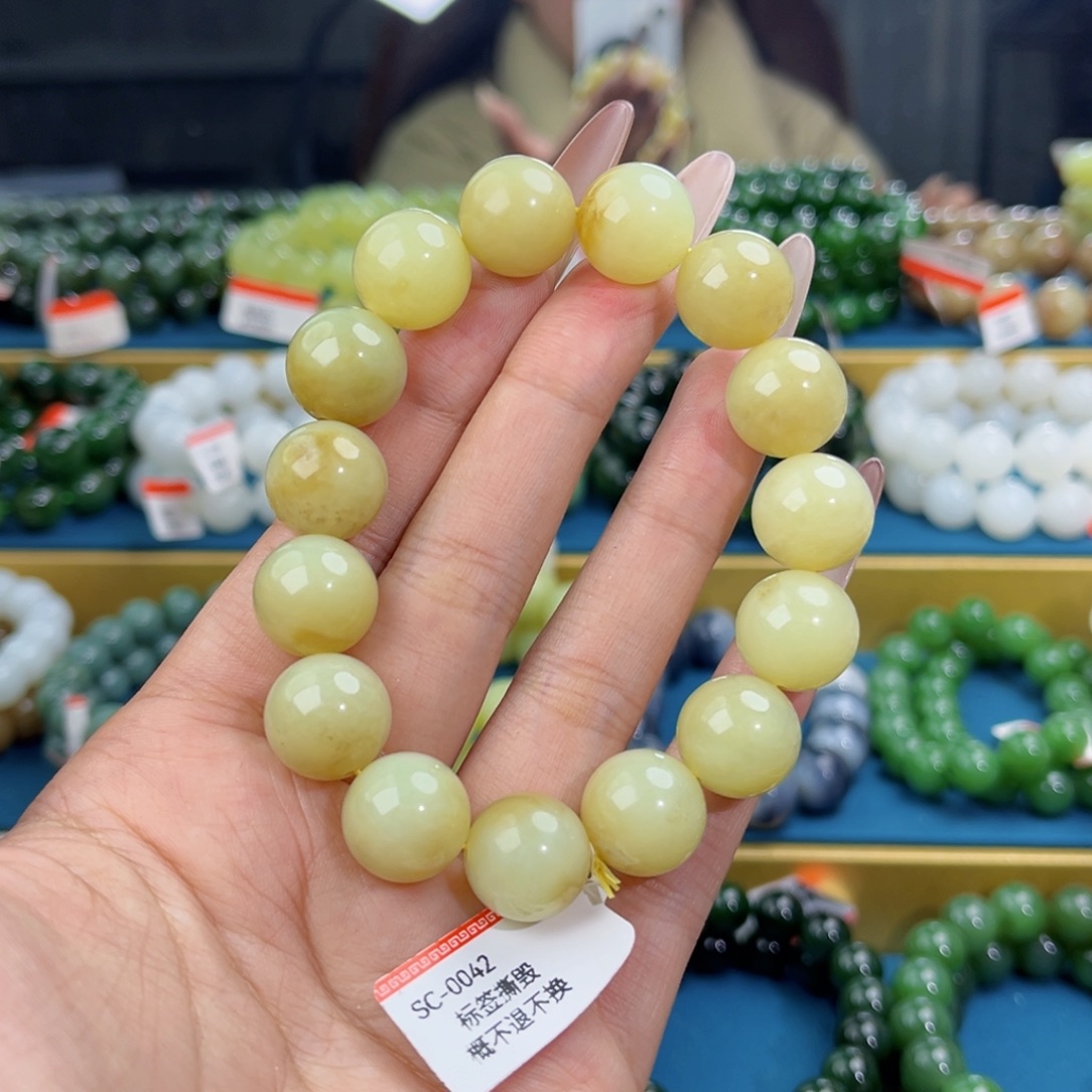 和田玉未镶嵌手链天然和田玉新疆且末浅糖手串14