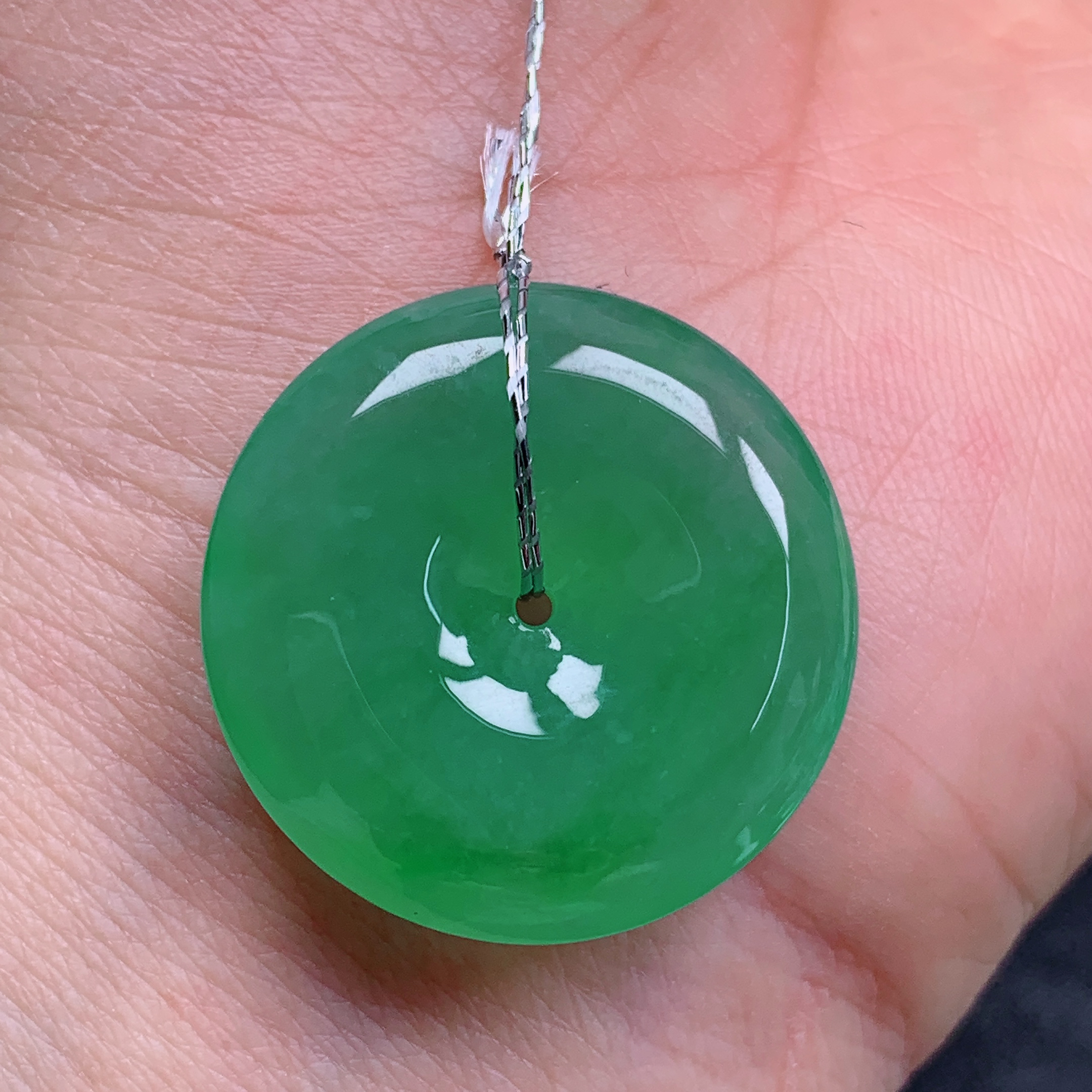 天然缅甸翡翠A货冰满绿平安扣气质精美尺寸25.3+6 370