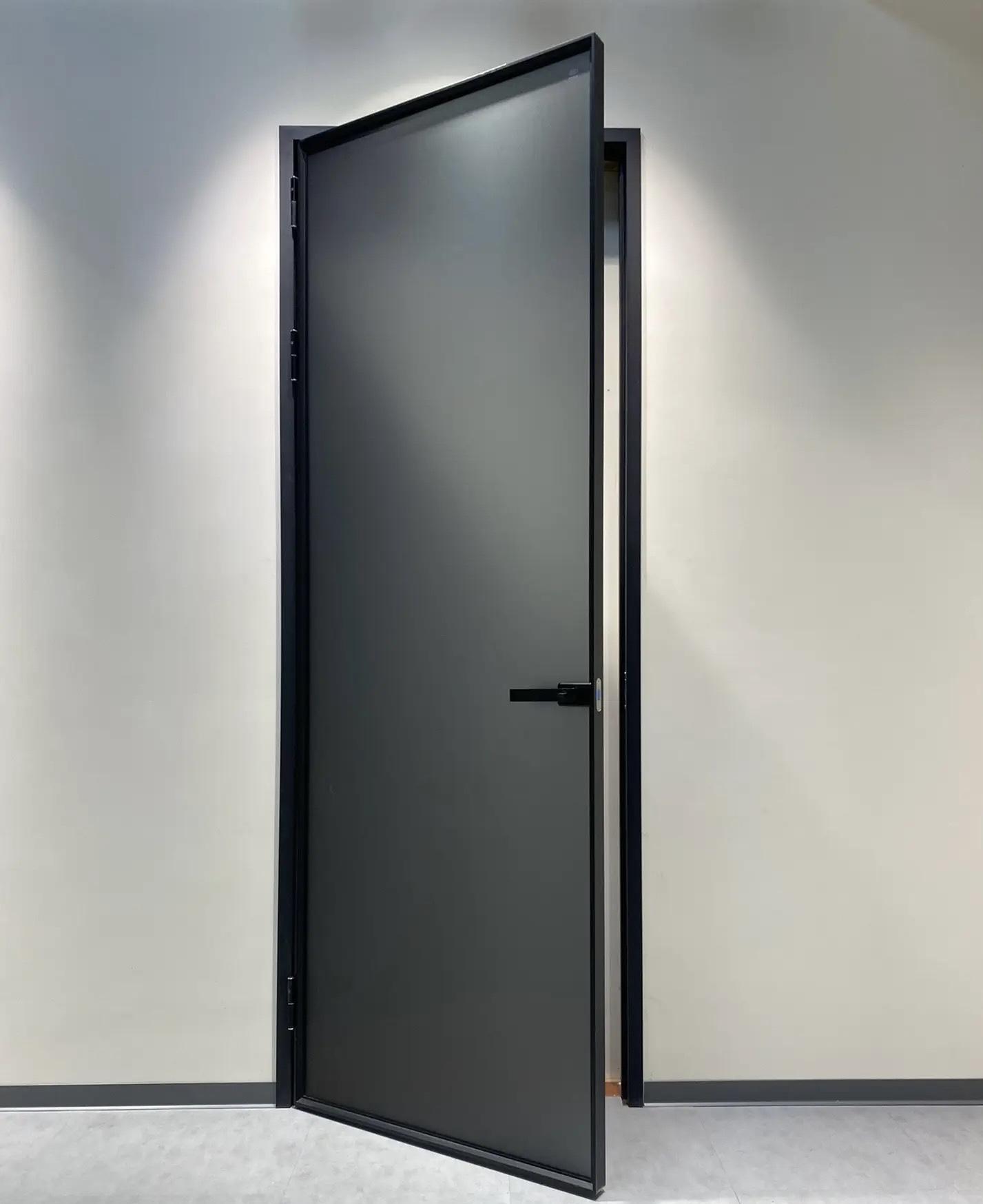 极窄边框灰油砂长虹玻璃卫生间厨房平开门钛镁合金定制门