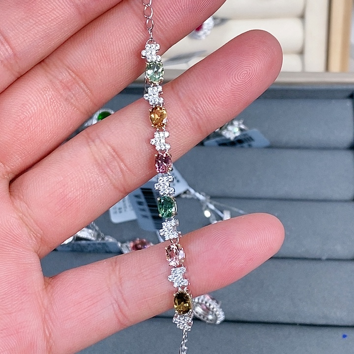 碧玺手链银S925镶嵌杨**依手链