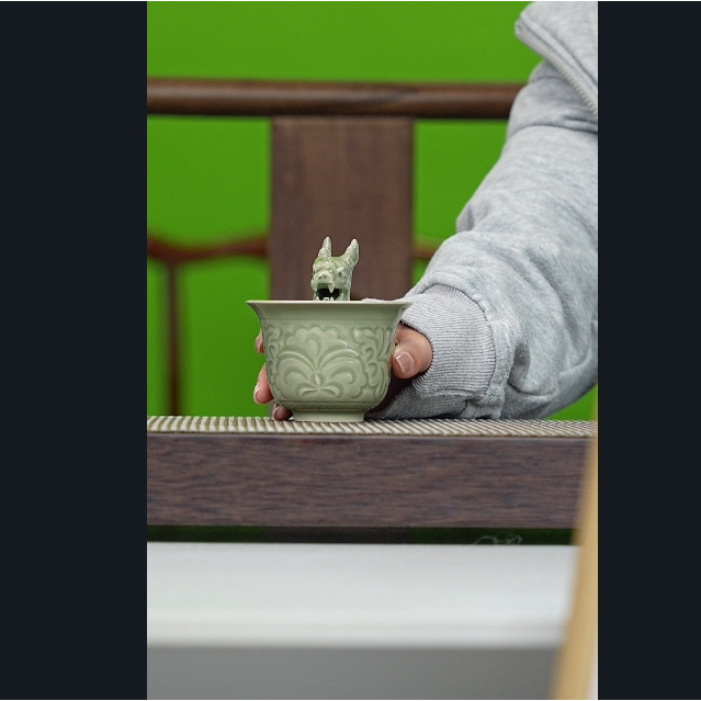 【赏瓷】耀州窑 龙头公平杯yzyg0051