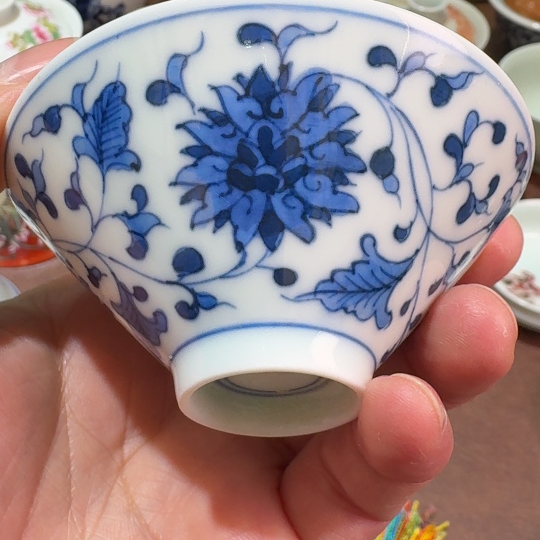 全手工青花斗笠杯