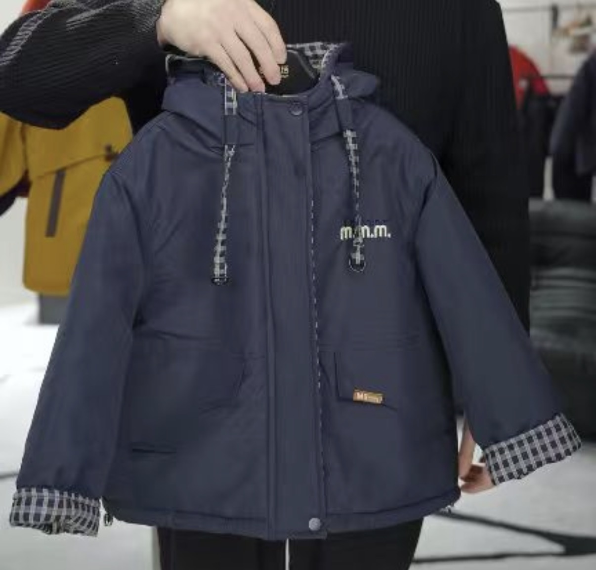 【现货48H】男女中大童冬季格子棉衣新款冬装宽松棉服保暖外套395