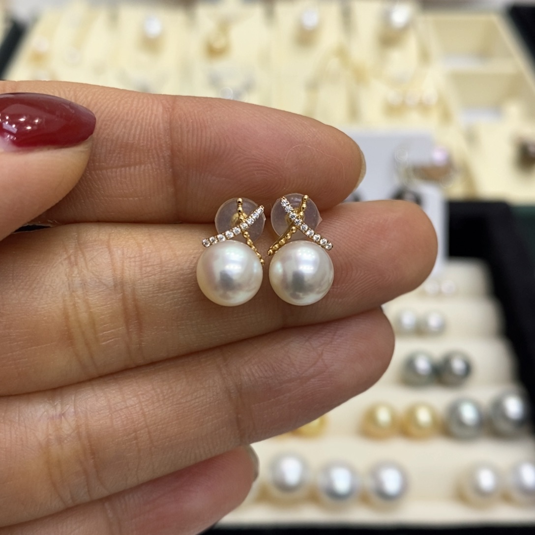 海水珍珠耳饰18K金镶嵌