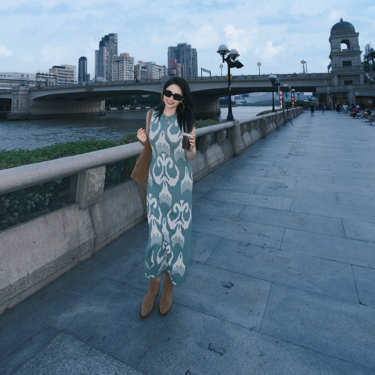 A&M 绿色针织连衣裙