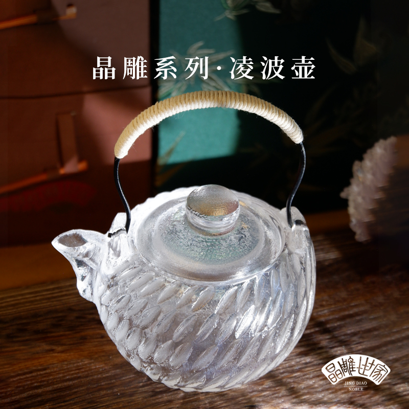 晶雕世家原矿陶瓷水晶凌波壶