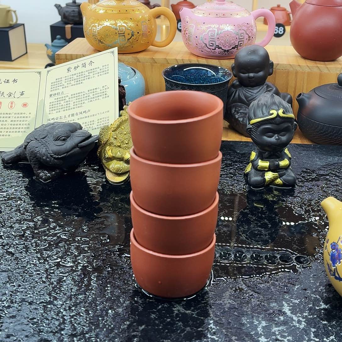 紫砂茶壶中筒四个杯