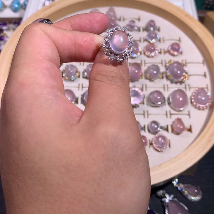 【闪购商品】水晶戒指银S925镶嵌腼***.戒指