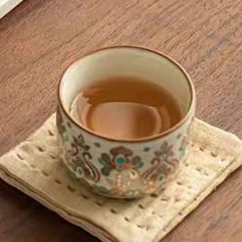满彩描金吉祥花上等茶杯w2760