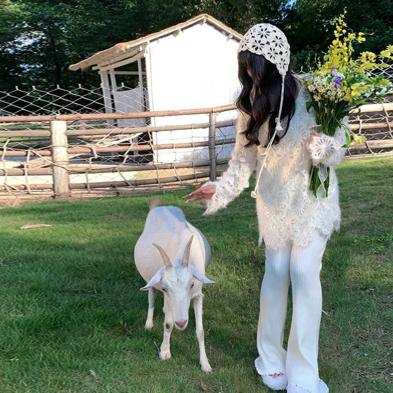 纯欲镂空胖mm显瘦针织罩衫《琼琼萱萱》甜美大码女装水貂绒上衣秋季