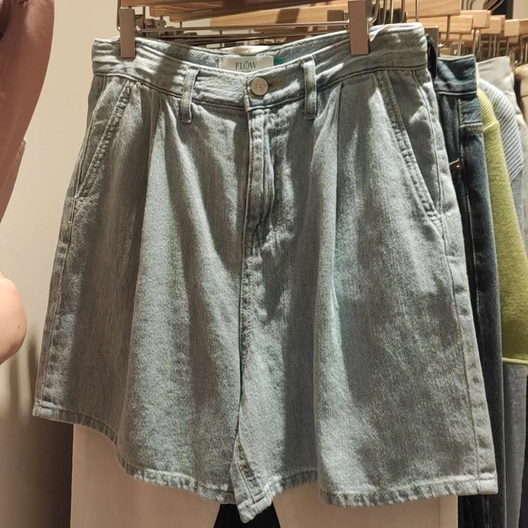 纯色高腰女宽松短裤NO退换P-522高腰五分短裤牛仔通勤夏季