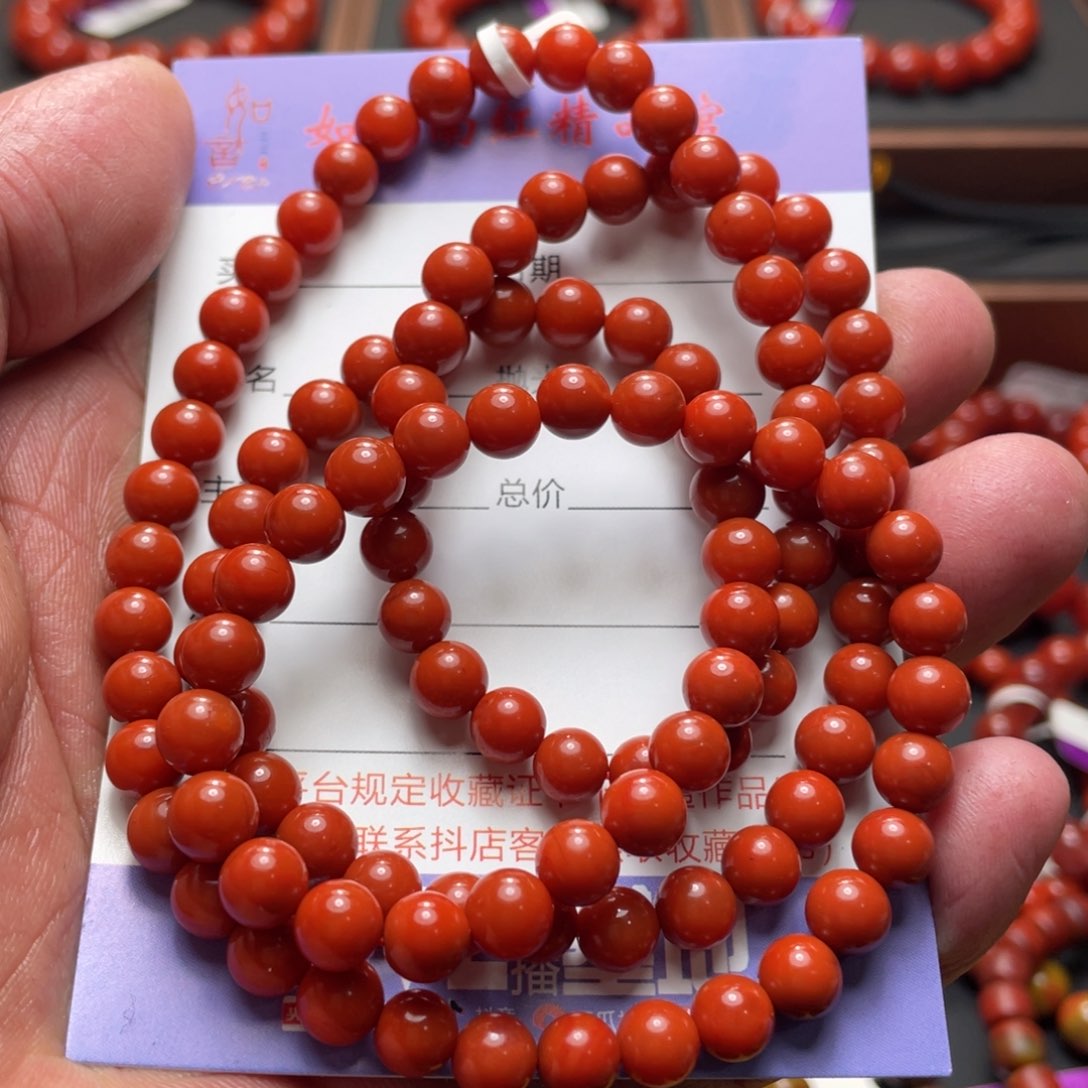 南红玛瑙原矿南红手串多圈卡6+未镶嵌