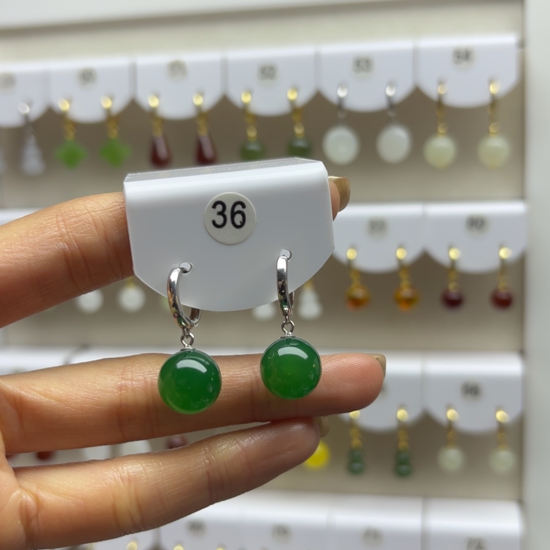 玛瑙/玉髓银S925镶嵌耳饰