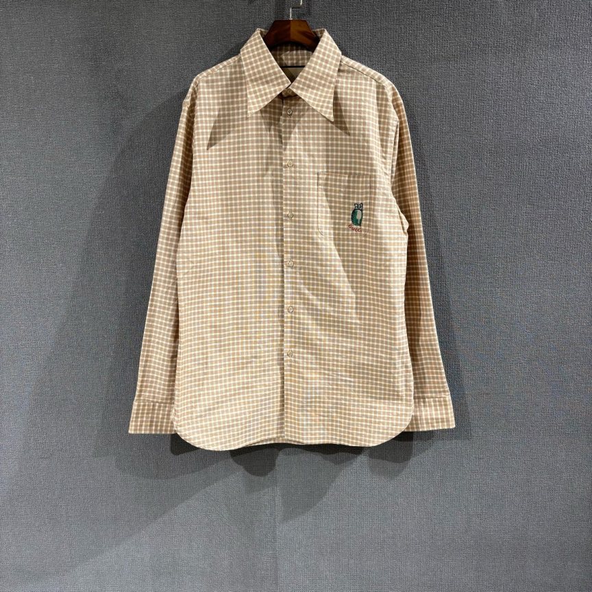未使用 GUCCI/古驰 格纹衬衫 全新185/100A码/9138