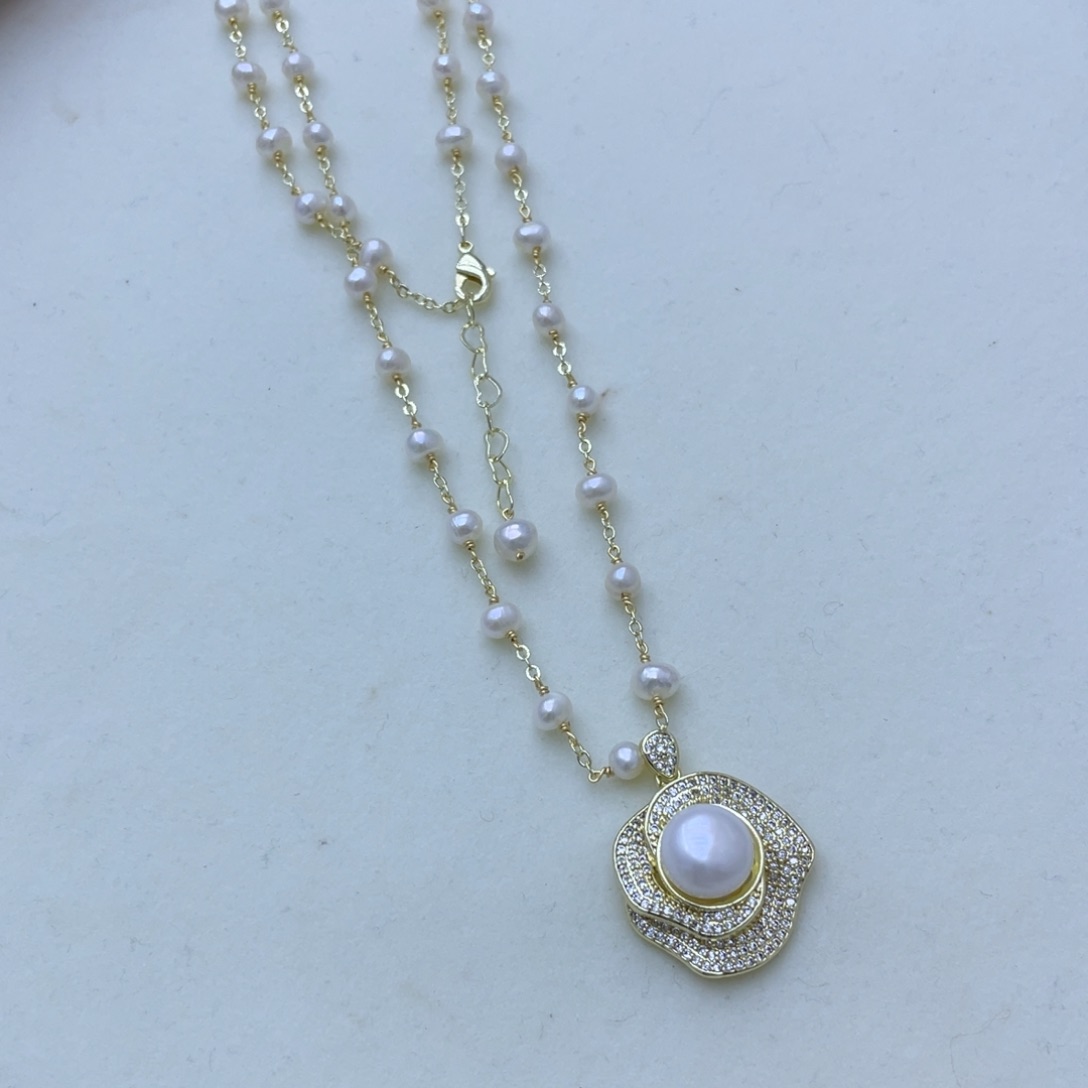 淡水珍珠毛衣链未镶嵌57cm长度非基地发货无证书