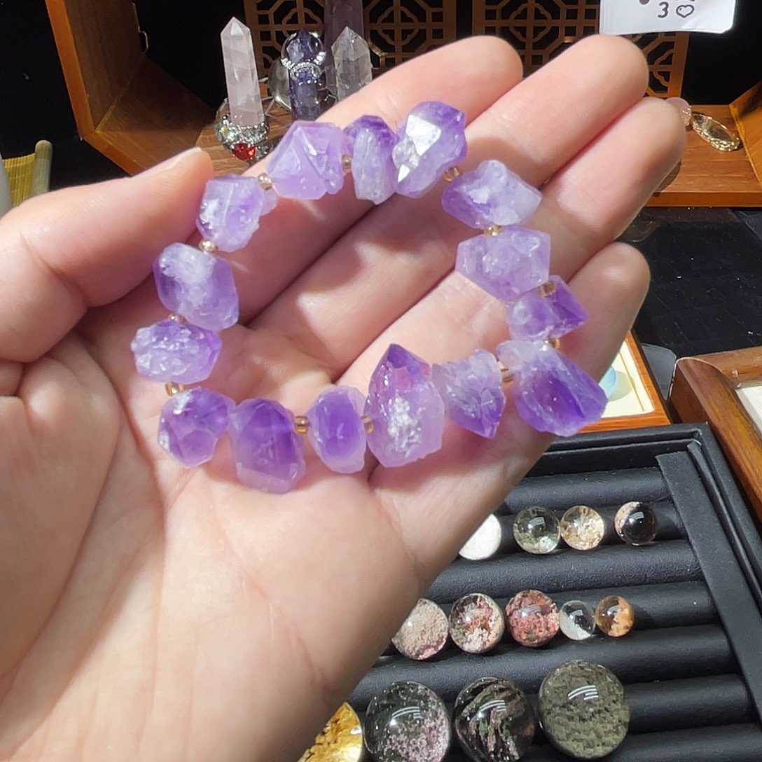 水晶手链未镶嵌天然紫水晶手链随形