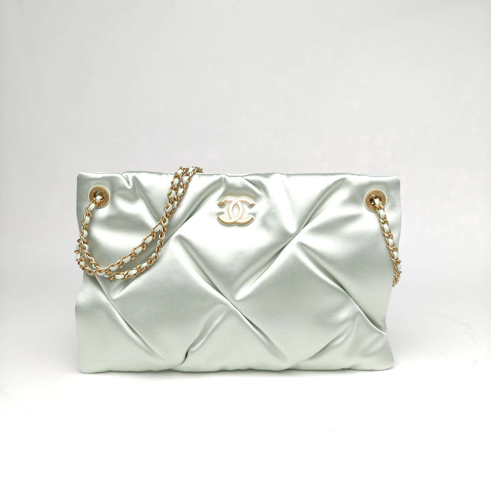 未使用 Chanel/香奈儿 小花6欢 绿色 金扣 25A手工坊托特包