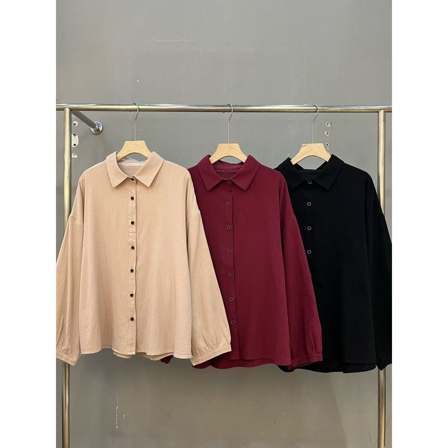 【大梅子推荐】设计款亚麻翻领衬衫GMCX2463