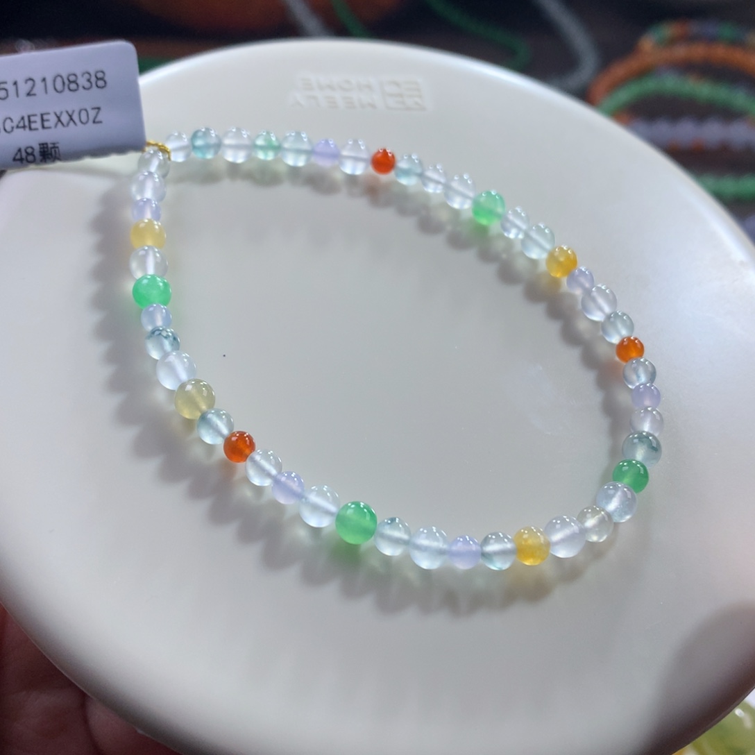 翡翠未镶嵌手链玻璃种小米多宝卡3.5~4.5