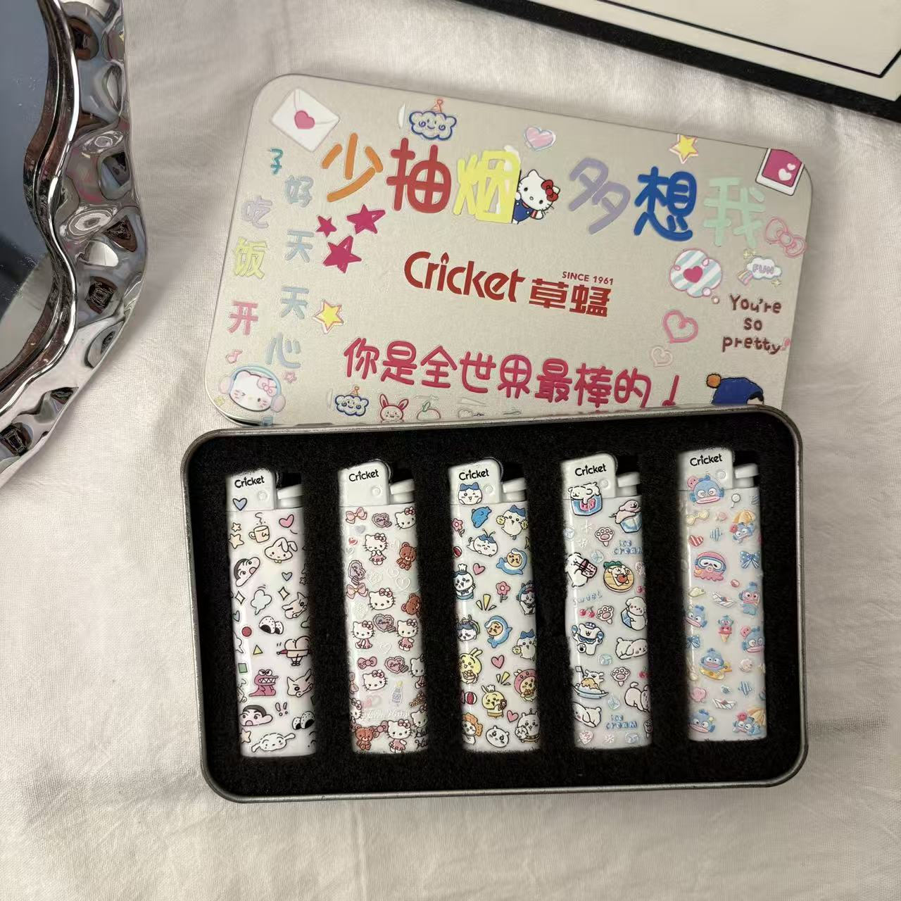 可爱卡通小新创意高颜值打火机草蜢正版cricket送礼物kt