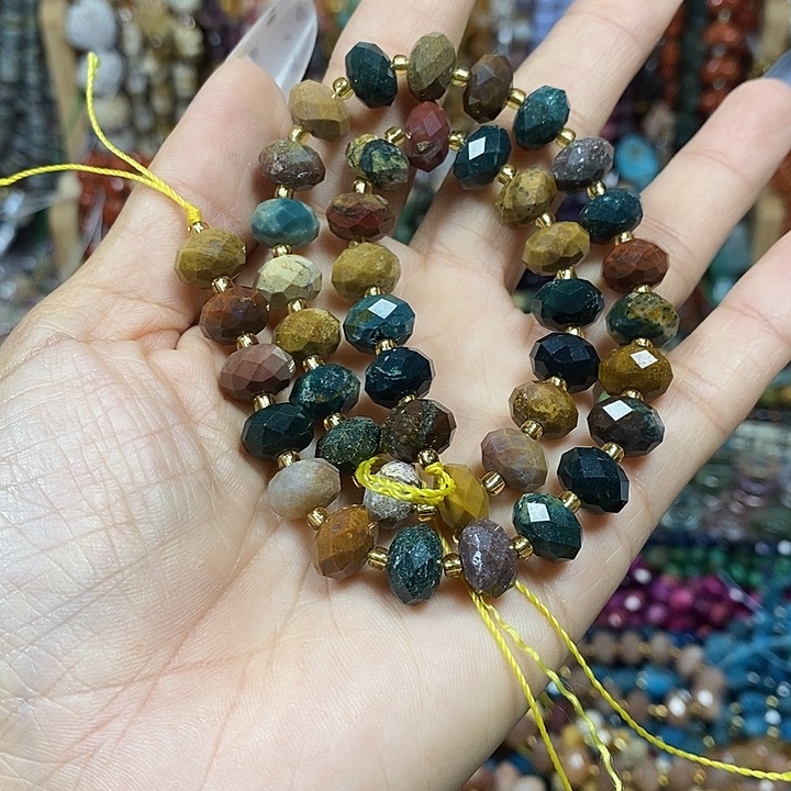 玛瑙/玉髓未镶嵌珠宝半成品天然海洋玛瑙切面车轮卡10mm