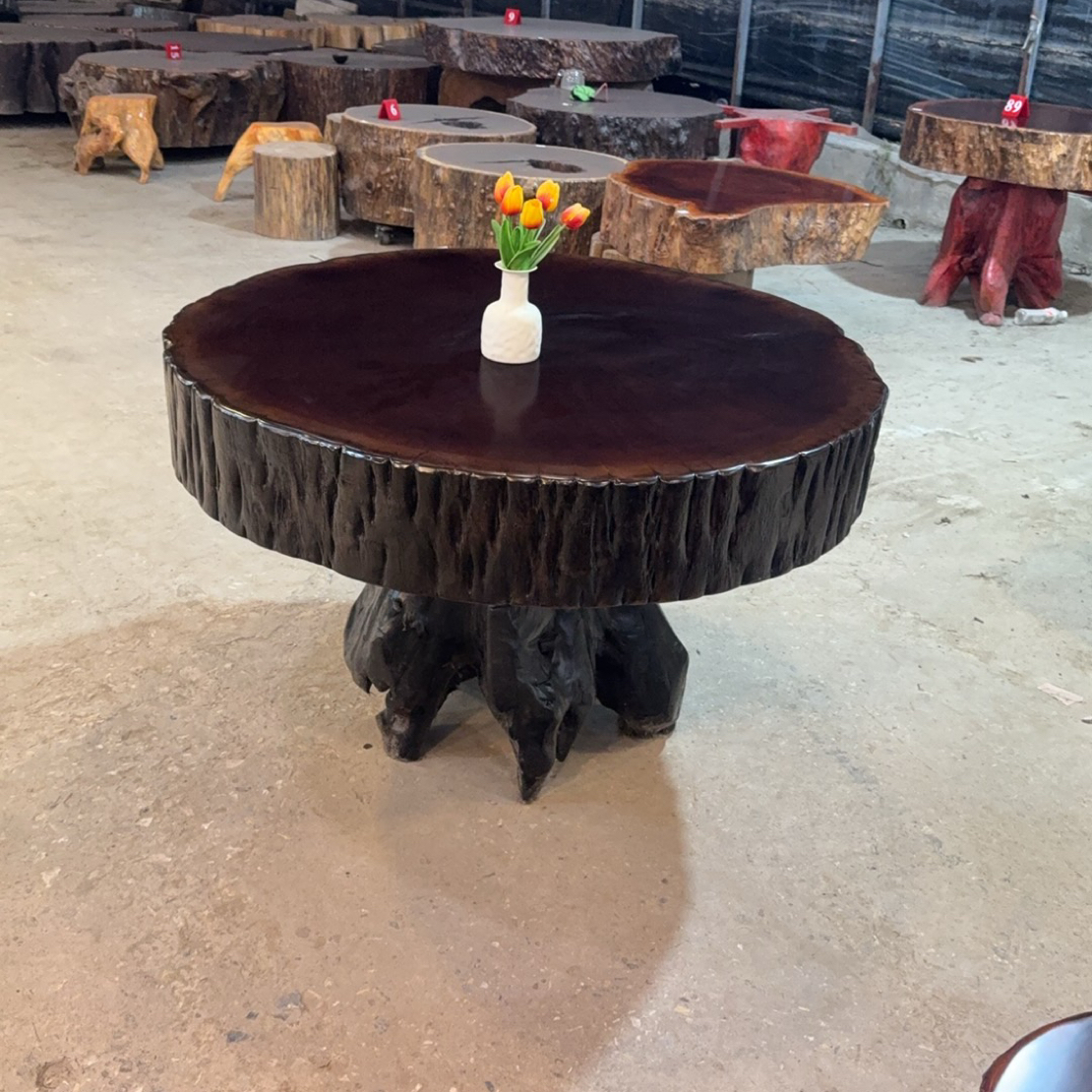树墩茶几整木切割阳台户雪茄室茶空间茶几