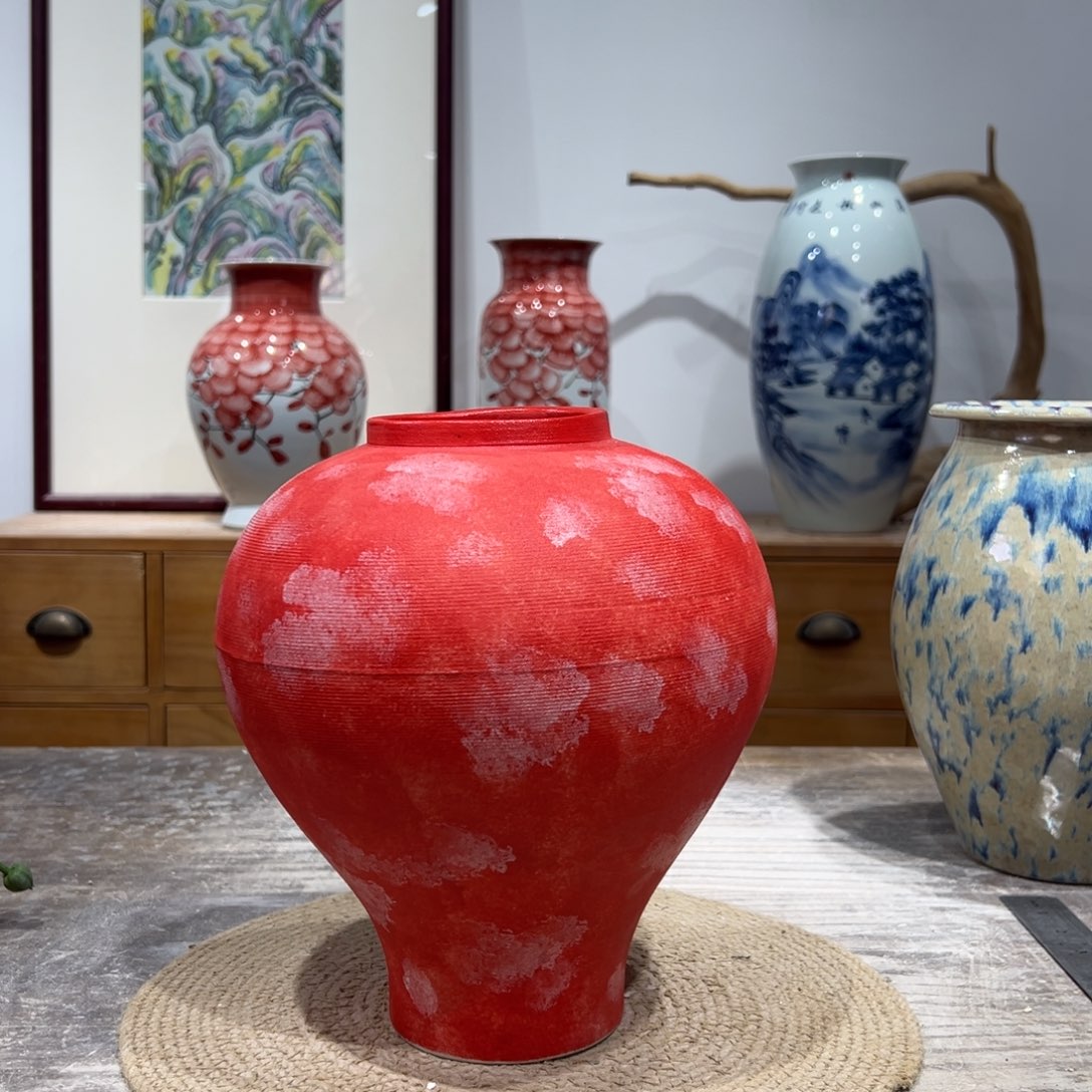 摆件陶瓷花瓶高26口7瑕疵