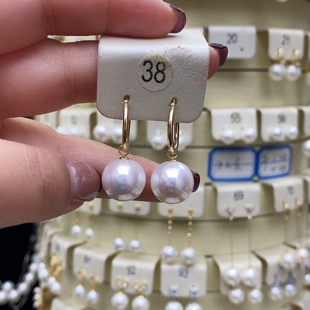 淡水珍珠耳饰18K金镶嵌