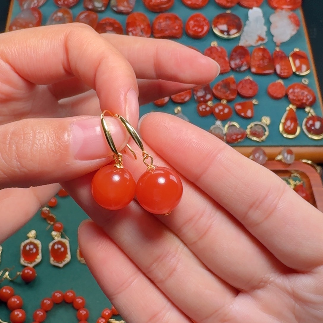 南红玛瑙南红12+银S925镶嵌