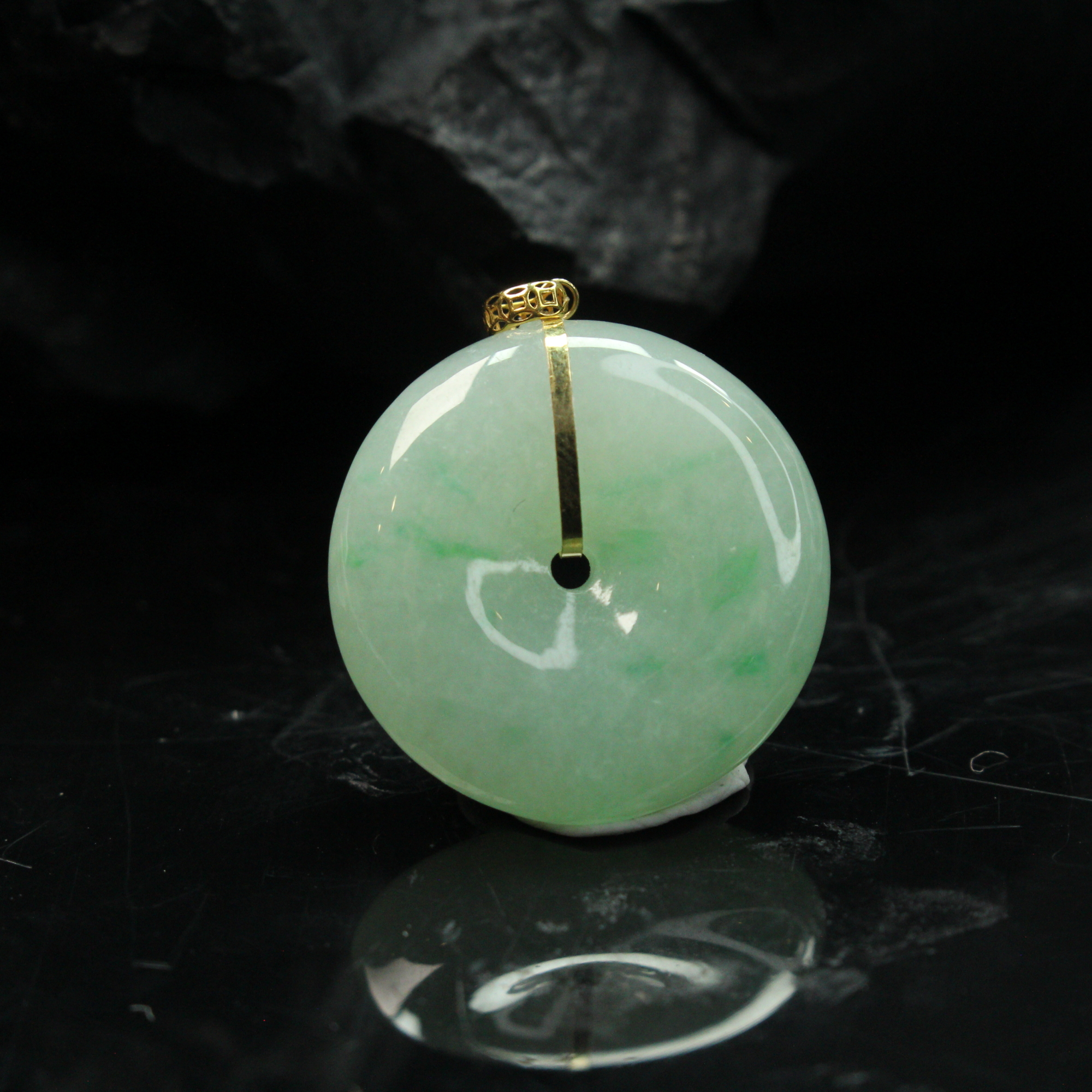 ZB9天然缅甸翡翠A货冰金丝绿平安扣吊坠/200183嘉禾臻宝拍卖