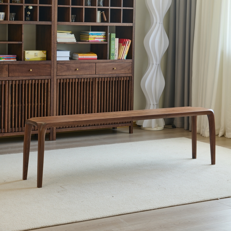 尚可优北美黑胡桃木瀑布长凳实木家用纯原木长凳换鞋凳长条凳餐凳